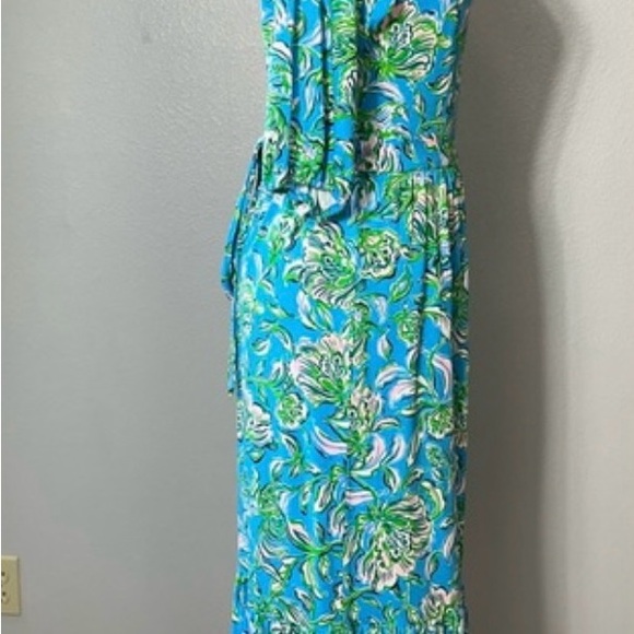 Lilly Pulitzer Brantley Midi Wrap Dress Cumulus Blue Chick Magnet, L - Picture 4 of 8